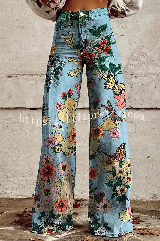 casual-floral-print-button-pocket-wide-leg-pants