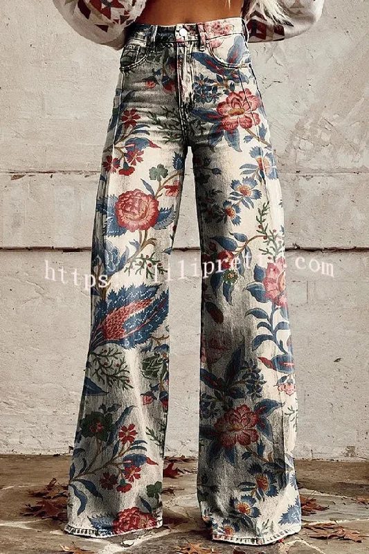 casual-floral-print-button-pocket-wide-leg-pants