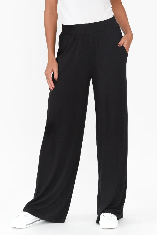 Cedric Black Bamboo Pocket Pants