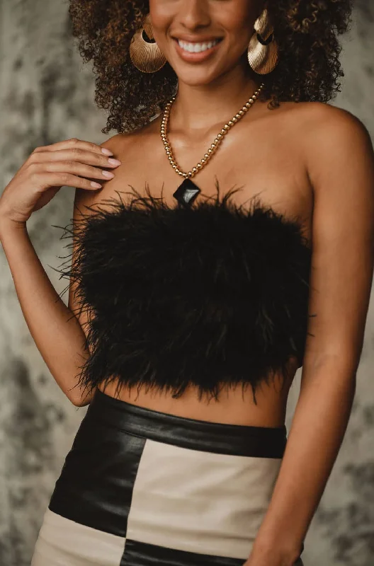 chanel-black-faux-feather-top