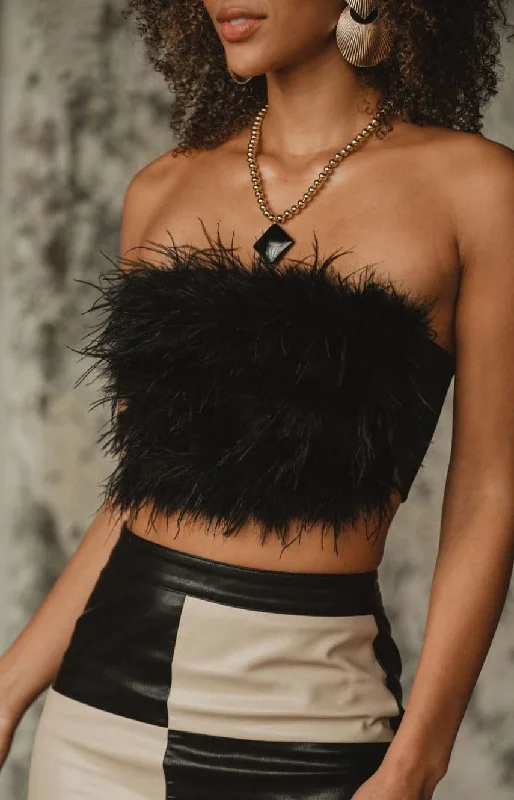 chanel-black-faux-feather-top