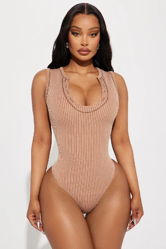 Chelsea Ribbed Bodysuit - Taupe