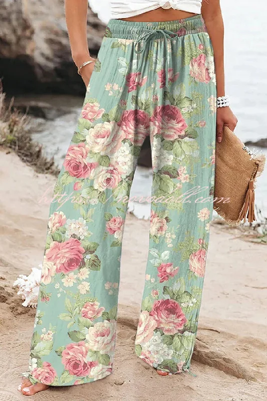 colorful-printed-elastic-waist-drawstring-pocket-casual-pants