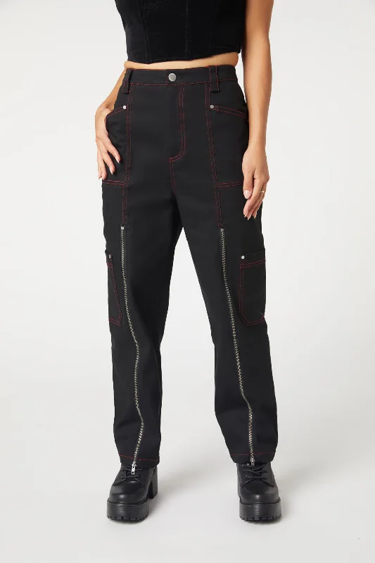 contrast-stitch-zipper-pant