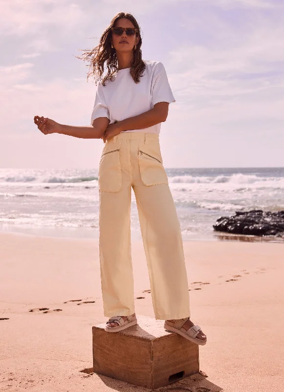 Yellow Cotton Cargo Trousers