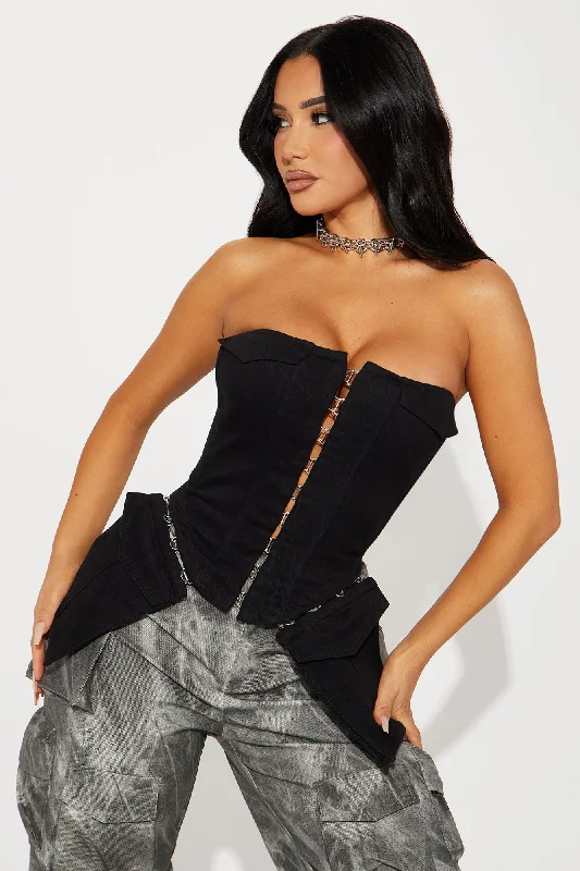 Danielle Denim Corset Top - Black