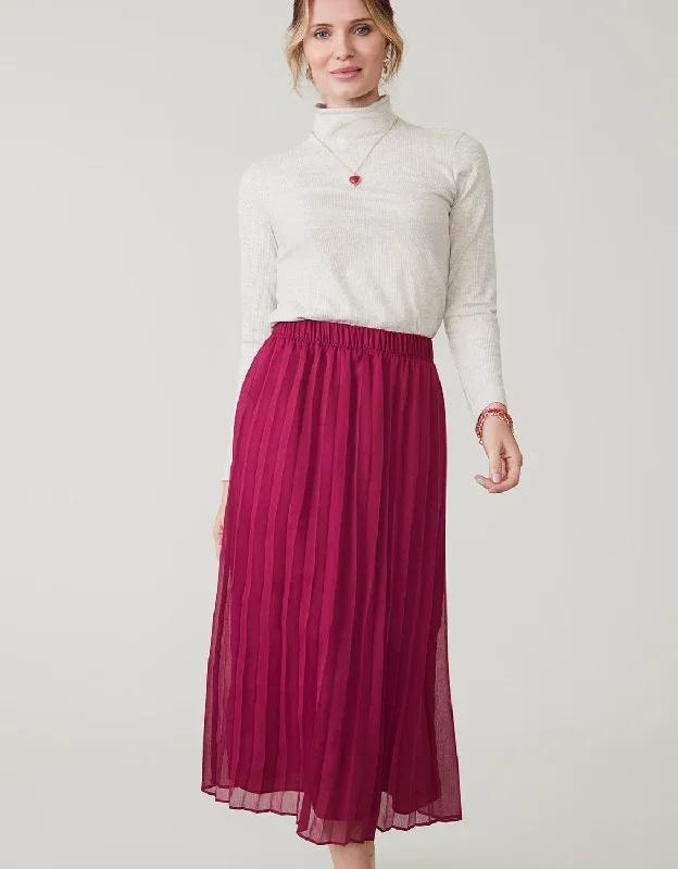 Elvira Pleated Skirt Crimson Plum