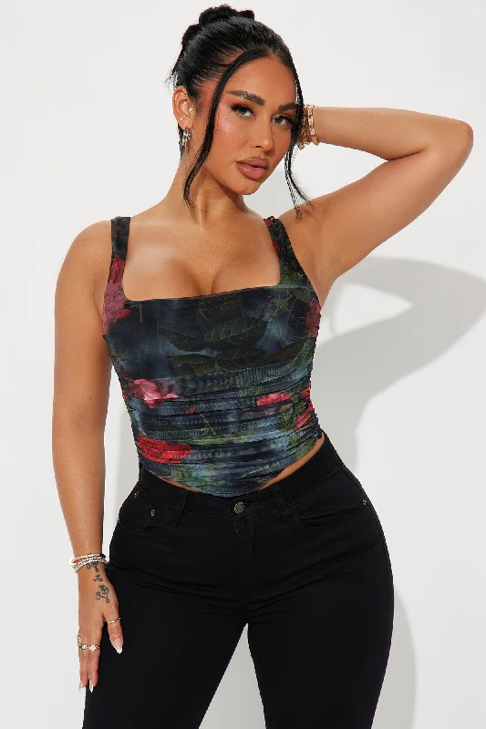 Find You Love Floral Corset Top - Black/combo