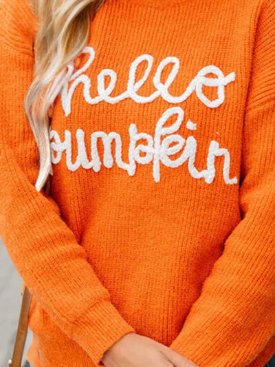 full-size-hello-pumpkin-dropped-shoulder-sweater