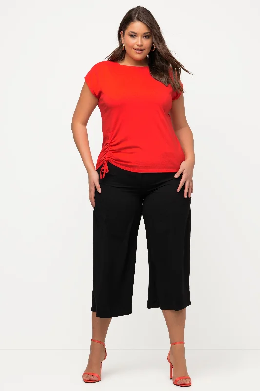 gathered-hem-short-sleeve-top-in-red