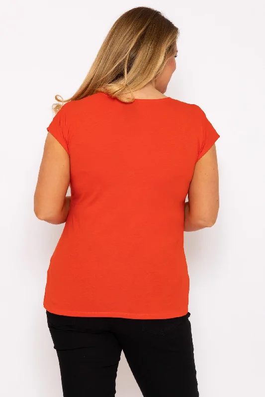 gathered-hem-short-sleeve-top-in-red