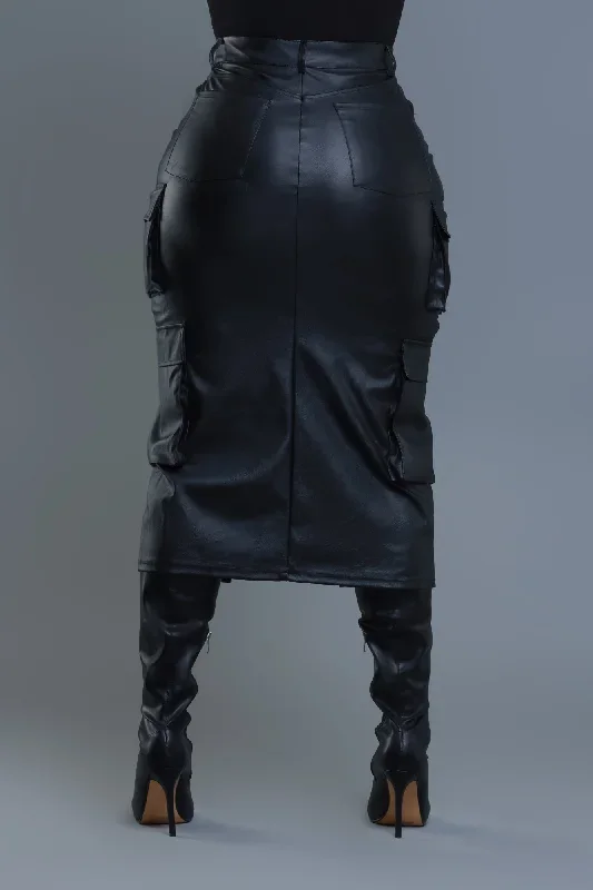 get-started-faux-leather-cargo-midi-skirt-black