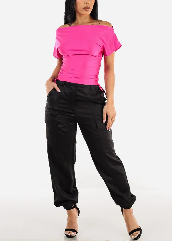 high-waist-black-satin-cargo-jogger-pants-bp05726blk