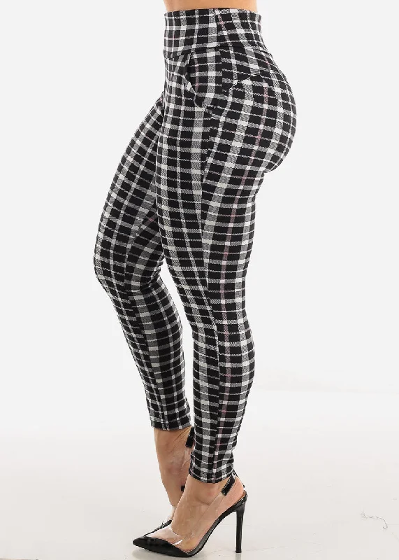 high-waist-butt-lift-black-plaid-skinny-pants-w-pockets-9trg142310blk