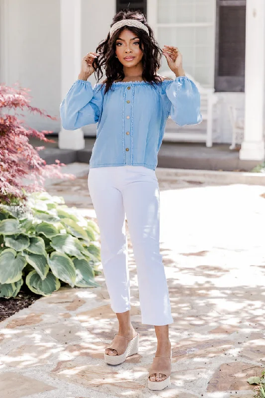 in-the-countryside-medium-wash-off-the-shoulder-button-front-chambray-blouse