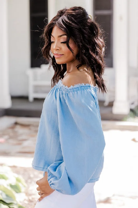 in-the-countryside-medium-wash-off-the-shoulder-button-front-chambray-blouse