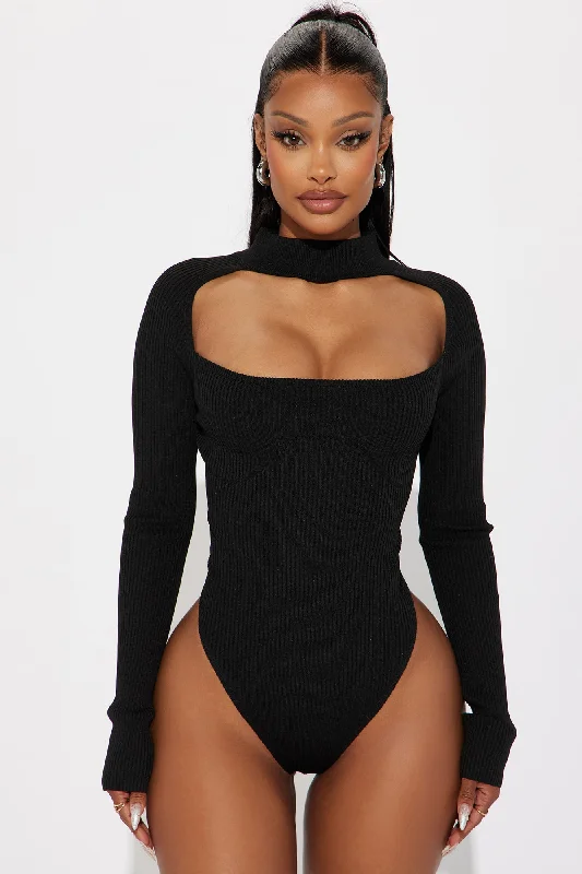 Jodeci Sweater Bodysuit - Black