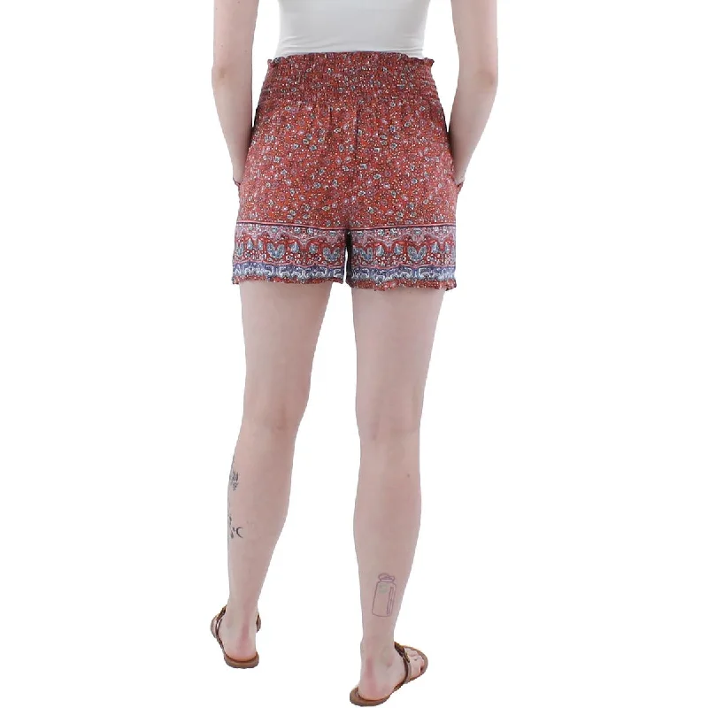 juniors-womens-smocked-floral-high-waist-shorts