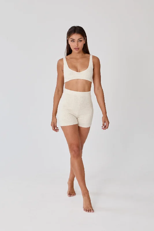 Scoop Neck Knit Bralet - Cream