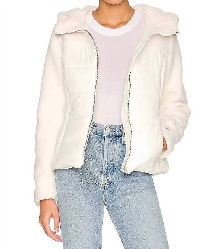 Liliane Mixed Media Jacket In Ivory