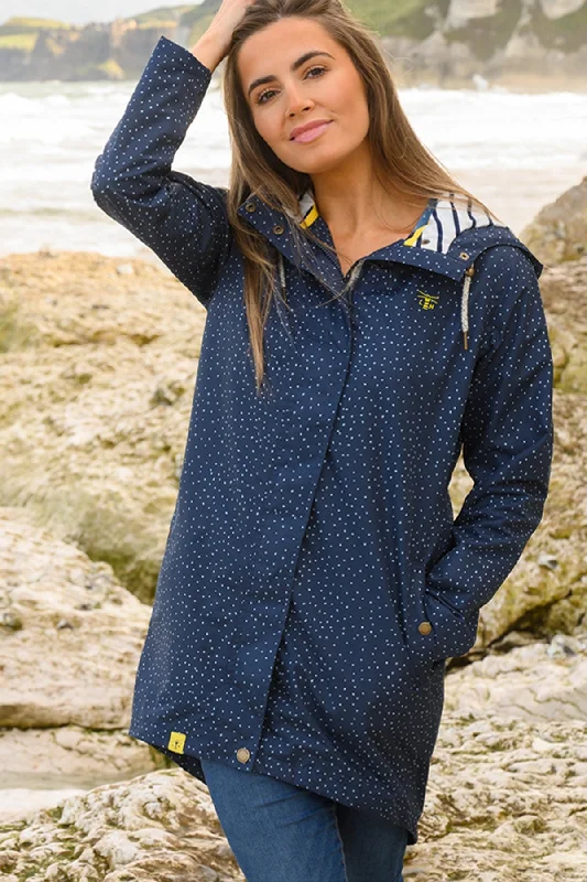 Long Beachcomber Jacket in Navy Dot