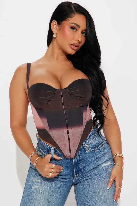 Loved Up Corset Top - Mauve/combo