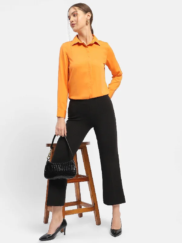 Madame Solid Orange Regular Shirt