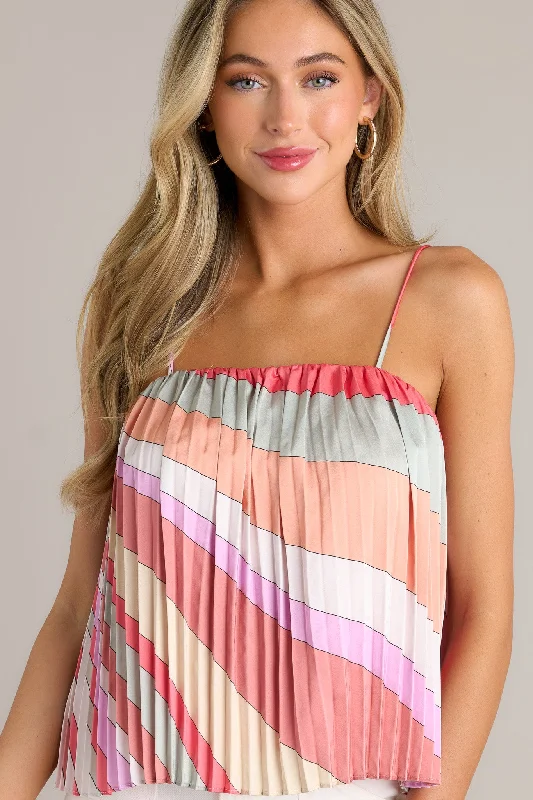 Mirage Melody Pink Coral Pleated Top