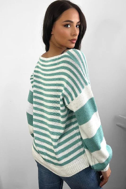 mixed-stripes-v-neck-pullover