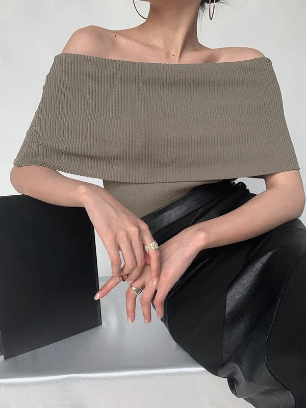 Off-Shoulder Stretch Knit Top