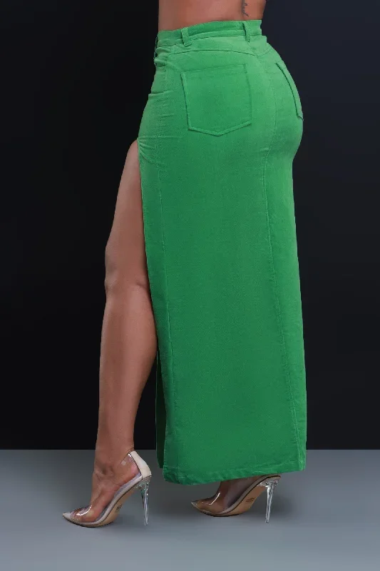 one-more-high-cut-maxi-skirt-green