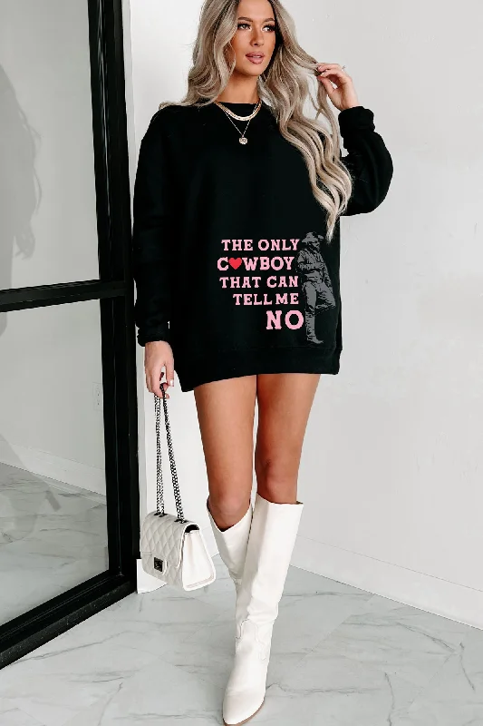 only-cowboy-that-can-tell-me-no-graphic-crewneck-black-print-on-demand