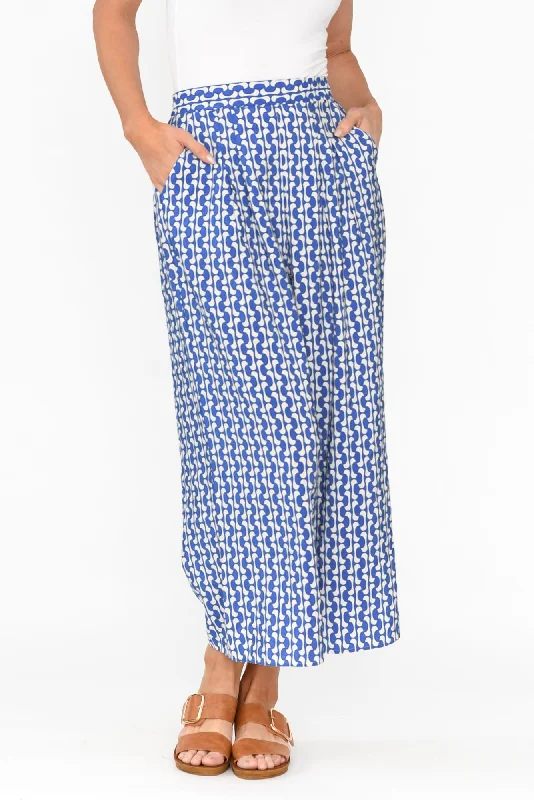 Orella Blue Geo Wide Leg Pants