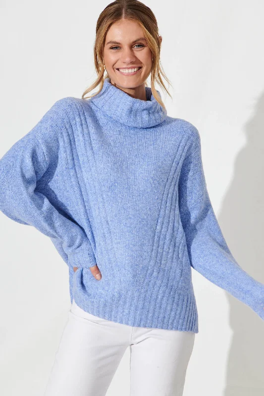 Otto Knit In Light Blue Wool Blend