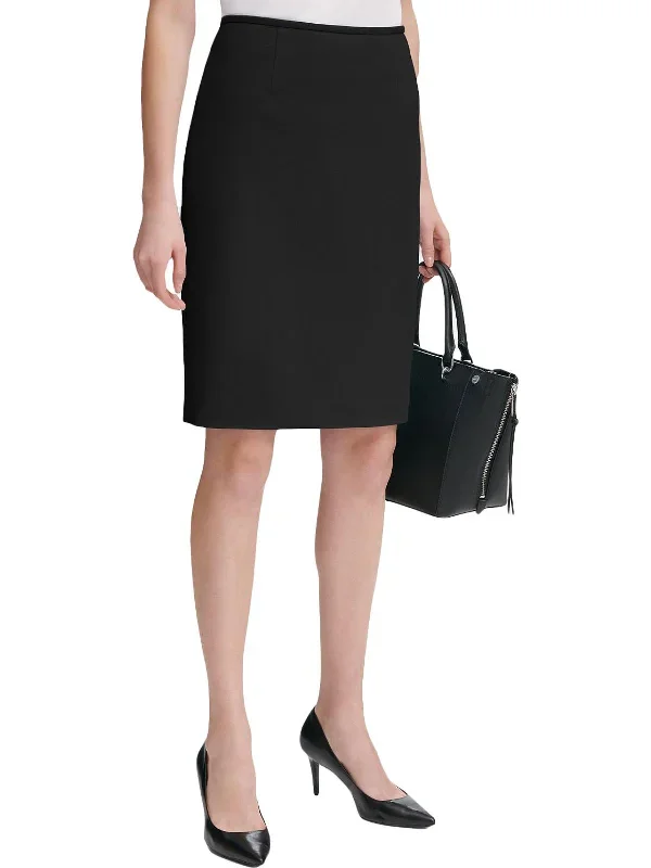 Petites Womens Crepe Work Pencil Skirt