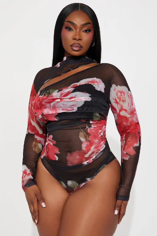 Pocket Full Of Roses Mesh Bodysuit - Black/combo