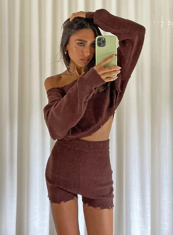 Hazel Knit Shorts Brown