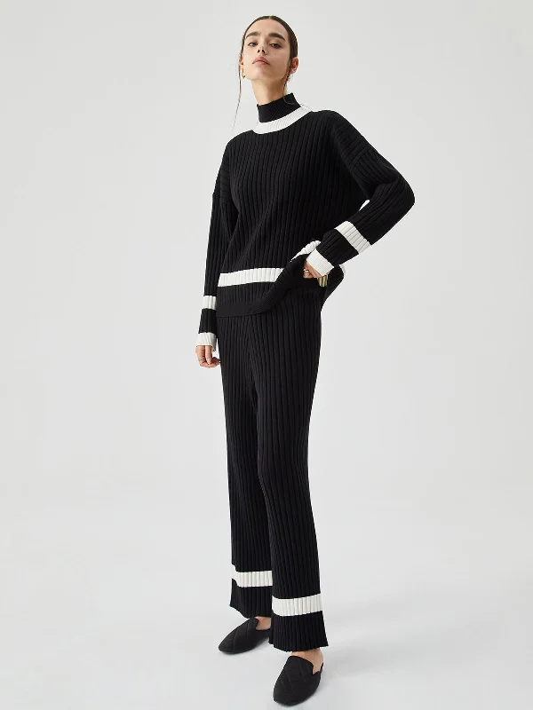 ribbed-knit-contrast-trim-mock-neck-sweater