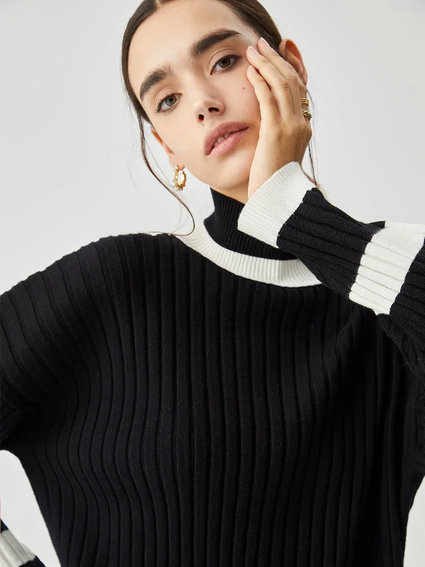 ribbed-knit-contrast-trim-mock-neck-sweater