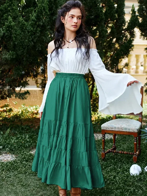 scarlet-darkness-women-renaissance-maxi-skirt-elastic-waist-front-slit-tiered-swing-skirt