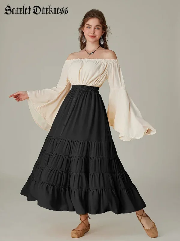 scarlet-darkness-women-renaissance-maxi-skirt-elastic-waist-front-slit-tiered-swing-skirt