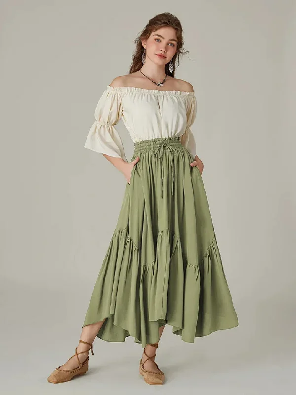 scarlet-darkness-women-renaissance-swing-skirt-elastic-waist-irregular-hem-flared-a-line-skirt