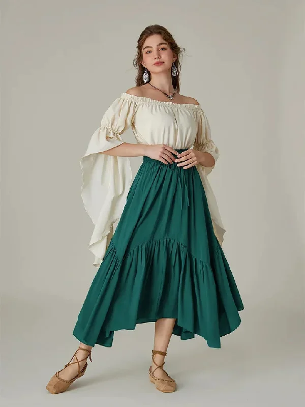 scarlet-darkness-women-renaissance-swing-skirt-elastic-waist-irregular-hem-flared-a-line-skirt