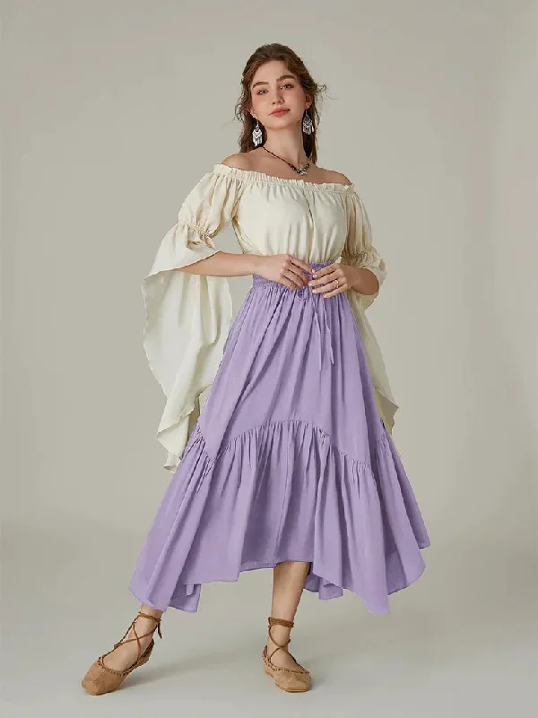 scarlet-darkness-women-renaissance-swing-skirt-elastic-waist-irregular-hem-flared-a-line-skirt