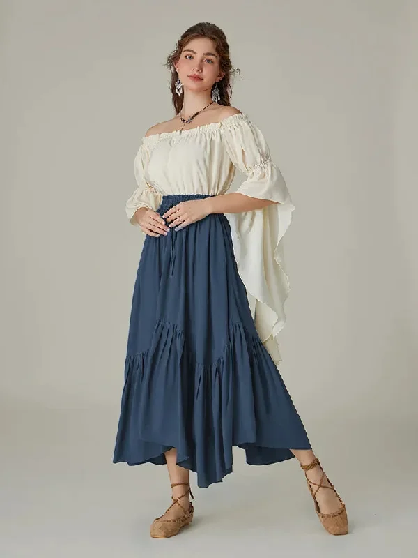 scarlet-darkness-women-renaissance-swing-skirt-elastic-waist-irregular-hem-flared-a-line-skirt