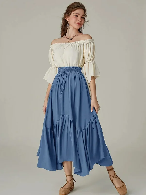 scarlet-darkness-women-renaissance-swing-skirt-elastic-waist-irregular-hem-flared-a-line-skirt