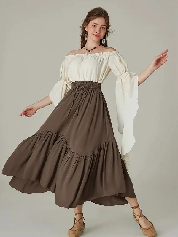 scarlet-darkness-women-renaissance-swing-skirt-elastic-waist-irregular-hem-flared-a-line-skirt