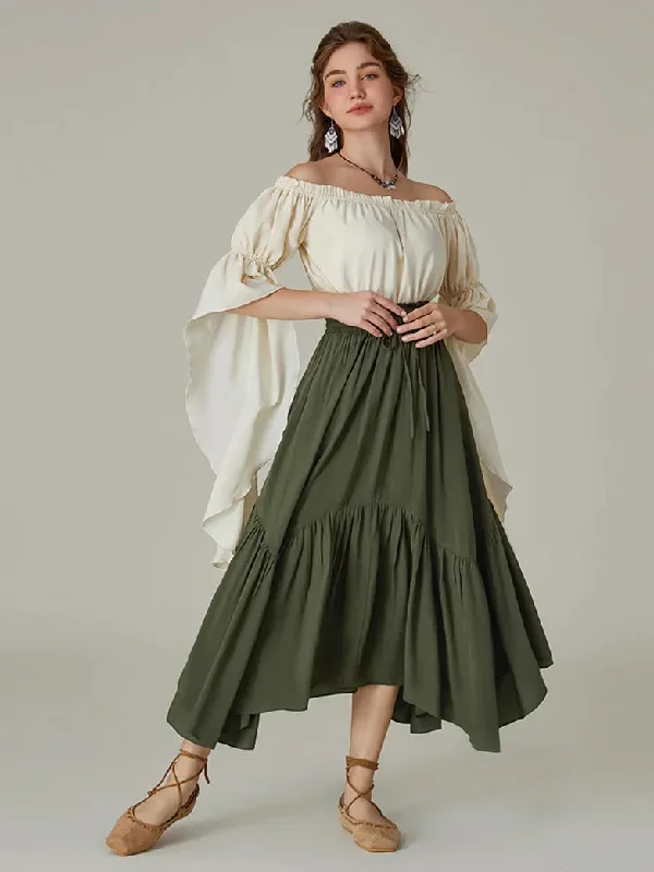 scarlet-darkness-women-renaissance-swing-skirt-elastic-waist-irregular-hem-flared-a-line-skirt