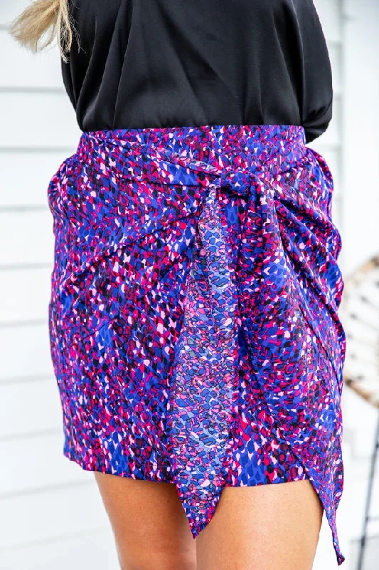 Take Me To The City Blue and Red Printed Tie Skirt FINAL SALE