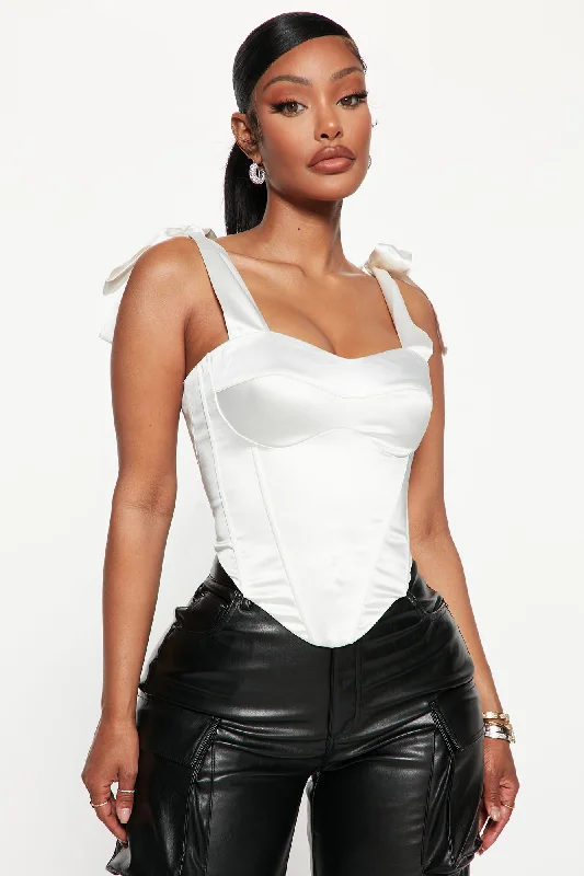 Talita Satin Corset Top - White